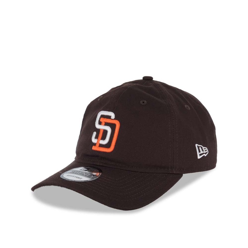 San Diego Padres New Era MLB 9TWENTY 920 Adjustable Cap Hat Dark Brown Crown/Visor White/Orange Logo