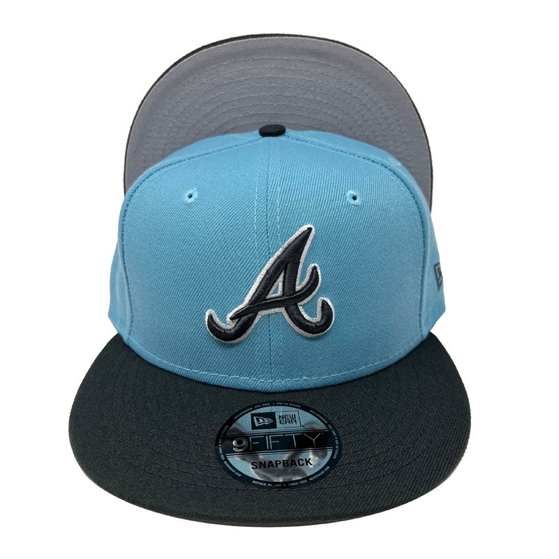 Atlanta Braves New Era MLB 9FIFTY 950 Snapback Cap Hat Light Blue Crown Dark Gray Visor Dark Gray/White Logo Gray UV (Color Pack)