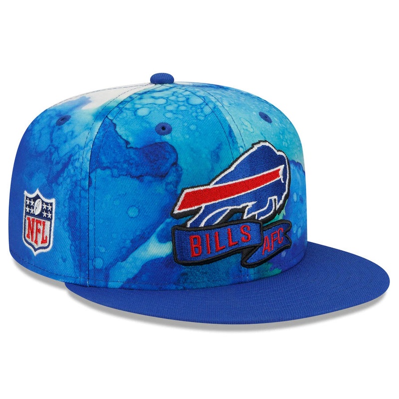 Buffalo Bills New Era NFL 9FIFTY 950 Snapback Cap Hat Royal Blue/White Crown Royal Blue Visor Team Color Logo Gray UV (2022 Sideline Ink)