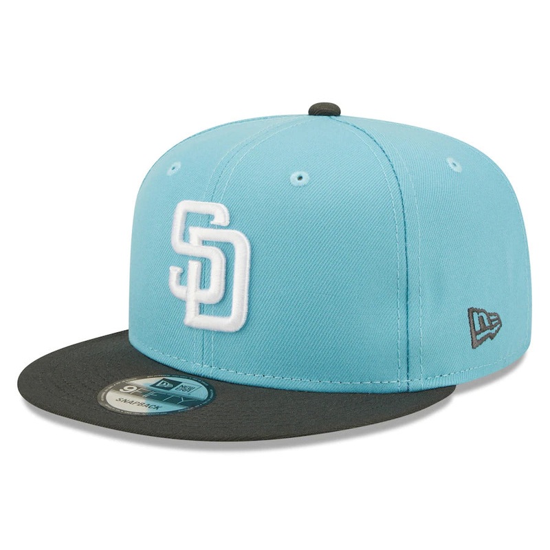 San Diego Padres New Era MLB 9FIFTY 950 Snapback Cap Hat Light Blue Crown Dark Gray Visor White Logo Gray UV (Color Pack)