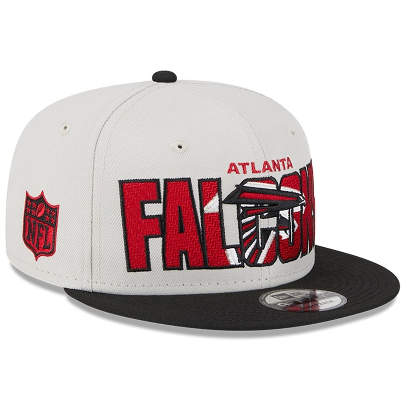 Atlanta Falcons New Era 59FIFTY 5950 Fitted Cap Hat White Crown Black Visor Team Color Logo (2023 Draft)