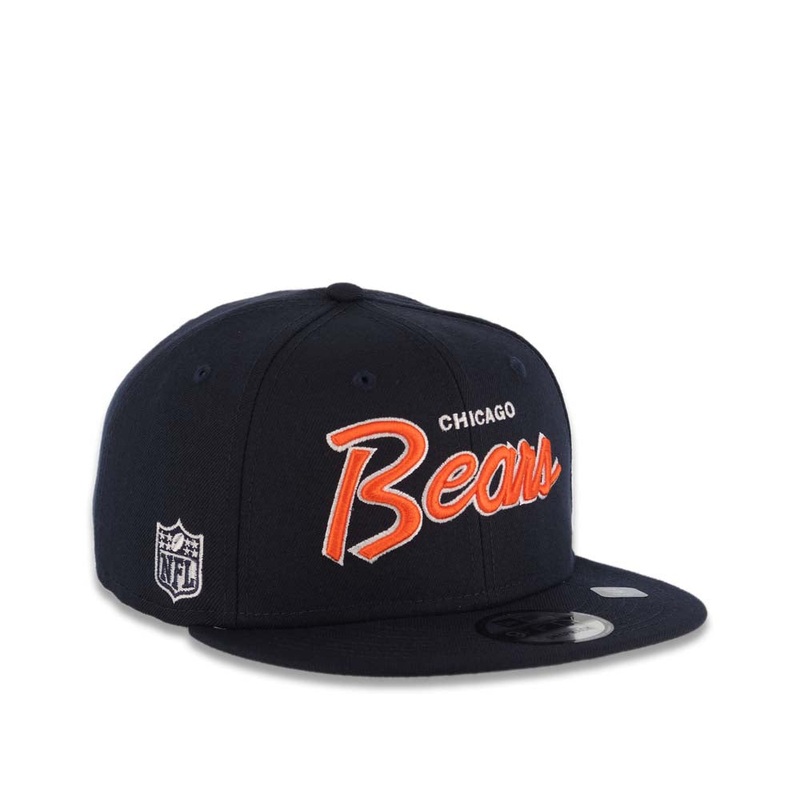 Chicago Bears New Era NFL 9FIFTY 950 Snapback Cap Hat Dark Navy Crown/Visor Orange/White Text Logo