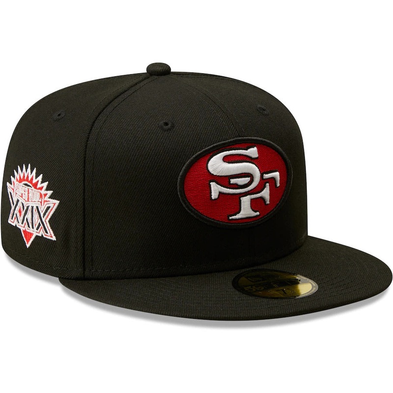 New Era Black San Francisco 49ers Red Undervisor Super Bowl XXIX Side Patch 59FIFTY Fitted Hat