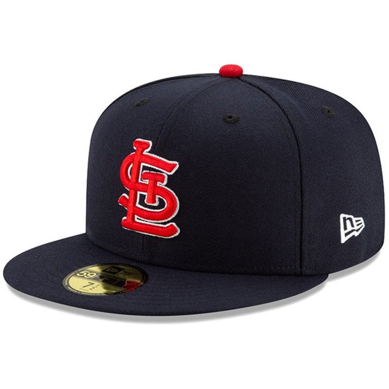 St. Louis Cardinals New Era 59FIFTY 5950 Fitted Cap Hat Navy Blue Crown/Visor Red/White Logo