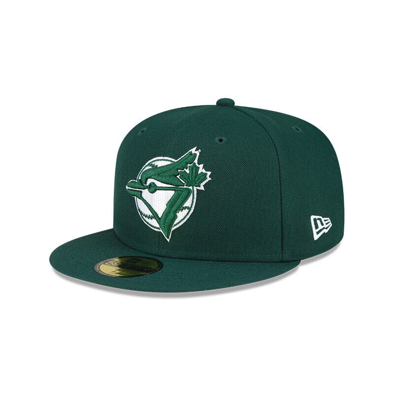 Toronto Blue Jays New Era MLB 59FIFTY 5950 Fitted Cap Hat Dark Green Crown/Visor White/Dark Green Logo