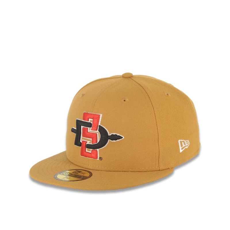 San Diego State Aztecs New Era NCAA 59FIFTY 5950 Fitted Cap Hat Tan Crown/Visor Team Color Logo Gray UV