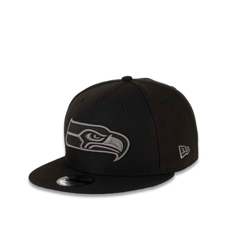 Seattle Seahawks New Era NFL 9FIFTY 950 Snapback Cap Hat Black Crown/Visor Dark Gray Logo