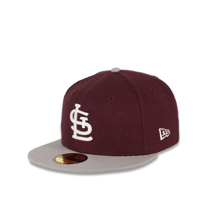St. Louis Cardinals New Era MLB 59FIFTY 5950 Fitted Cap Hat Maroon Crown Gray Visor White Logo