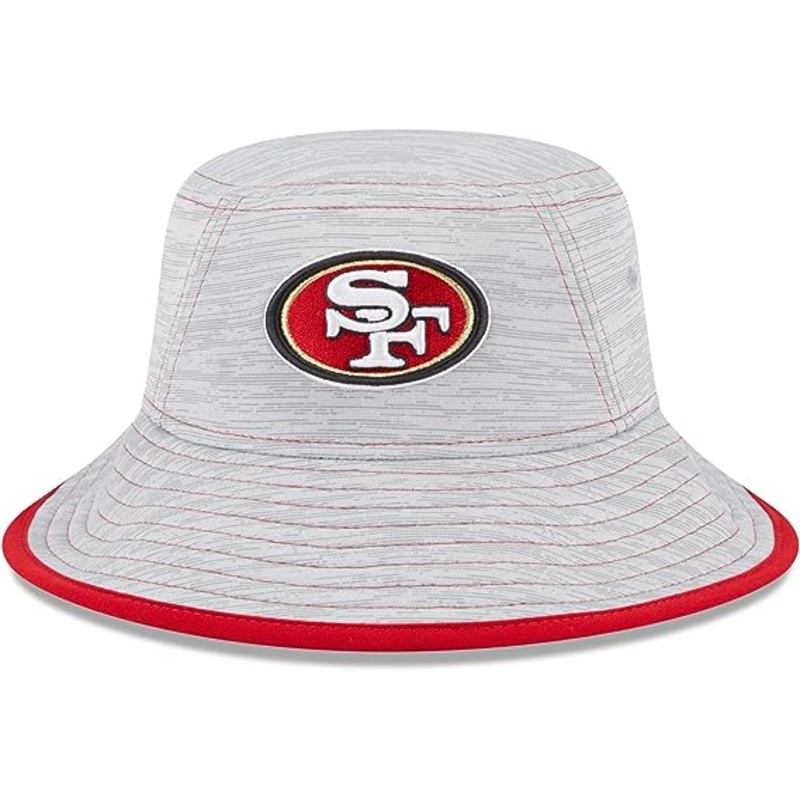 San Francisco 49ers New Era NFL Bucket Cap Hat White Crown/Visor Team Color Logo