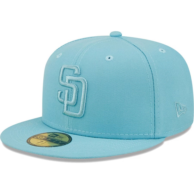 (Youth) San Diego Padres New Era MLB Kid 59FIFTY 5950 Fitted Cap Hat Sky Blue Crown/Visor Sky Blue Logo (Color Pack)