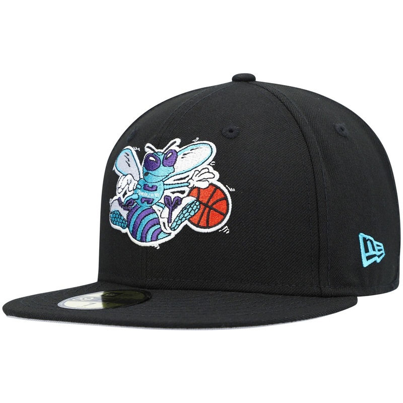 New Era Black Charlotte Hornets Hardwood Classics Collection 59FIFTY Fitted Hat