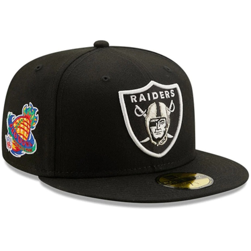 New Era Black Las Vegas Raiders 1998 Pro Bowl Patch Green Undervisor 59FIFY Fitted Hat