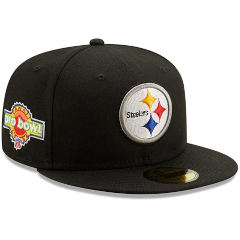 New Era Black Pittsburgh Steelers 1994 Pro Bowl Patch Gold Undervisor 59FIFY Fitted Hat