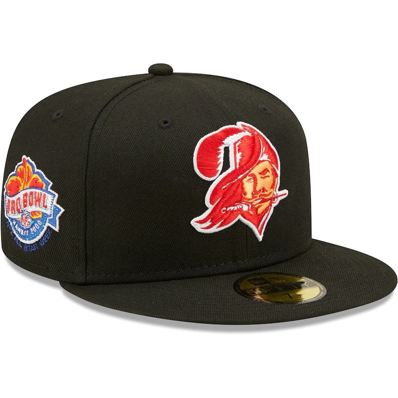 New Era Black Tampa Bay Buccaneers 2000 Pro Bowl Patch Red Undervisor 59FIFY Fitted Hat