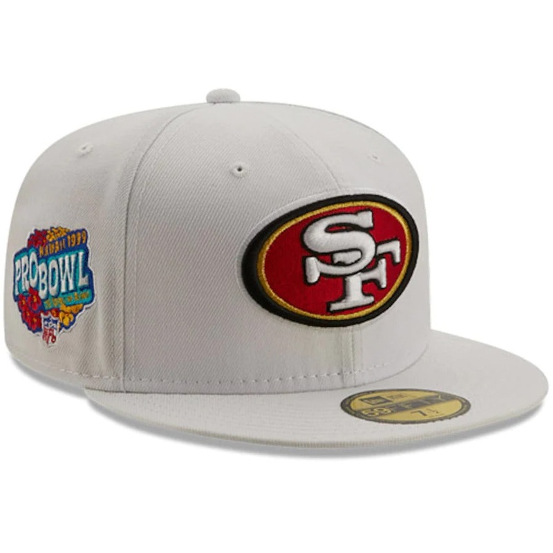 New Era White San Francisco 49ers 1999 Pro Bowl Patch Red Undervisor 59FIFY Fitted Hat