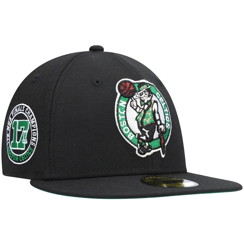 New Era Boston Celtics Black 17x NBA Finals Champions Side Patch Collection 59FIFTY Fitted Hat