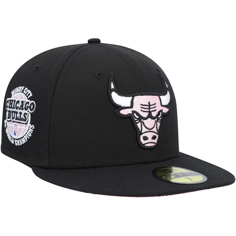 New Era Chicago Bulls Black 6x NBA Finals Champions Side Patch Collection 59FIFTY Fitted Hat