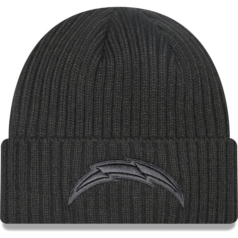 Los Angeles Chargers New Era NFL Cuffed Knit Beanie Hat Dark Gray Crown/Visor Dark Gray Logo
