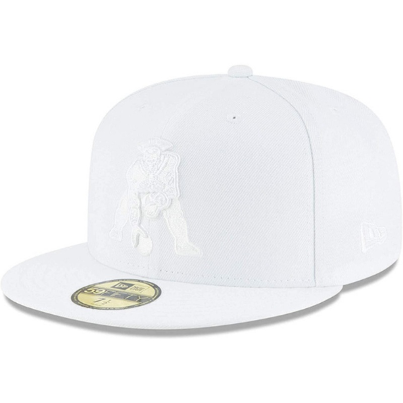 New Era New England Patriots Throwback Logo White on White 59FIFTY Fitted Hat