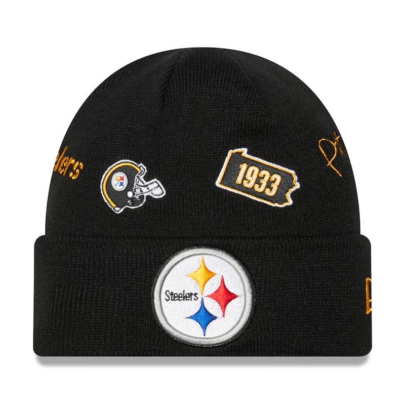 Pittsburgh Steelers New Era NFL Cuffed Knit Beanie Hat Black Crown/Visor Team Color Logo (Identity)