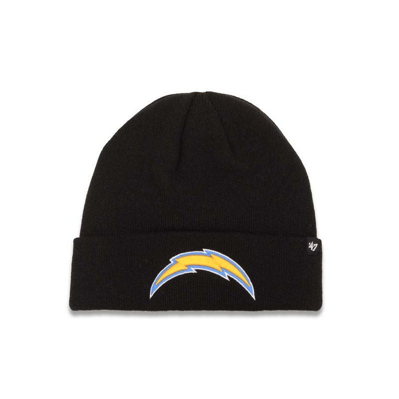 Los Angeles Chargers ’47 Brand NFL Cuffed Basic Knit Beanie Black Crown/Visor Team Color Logo