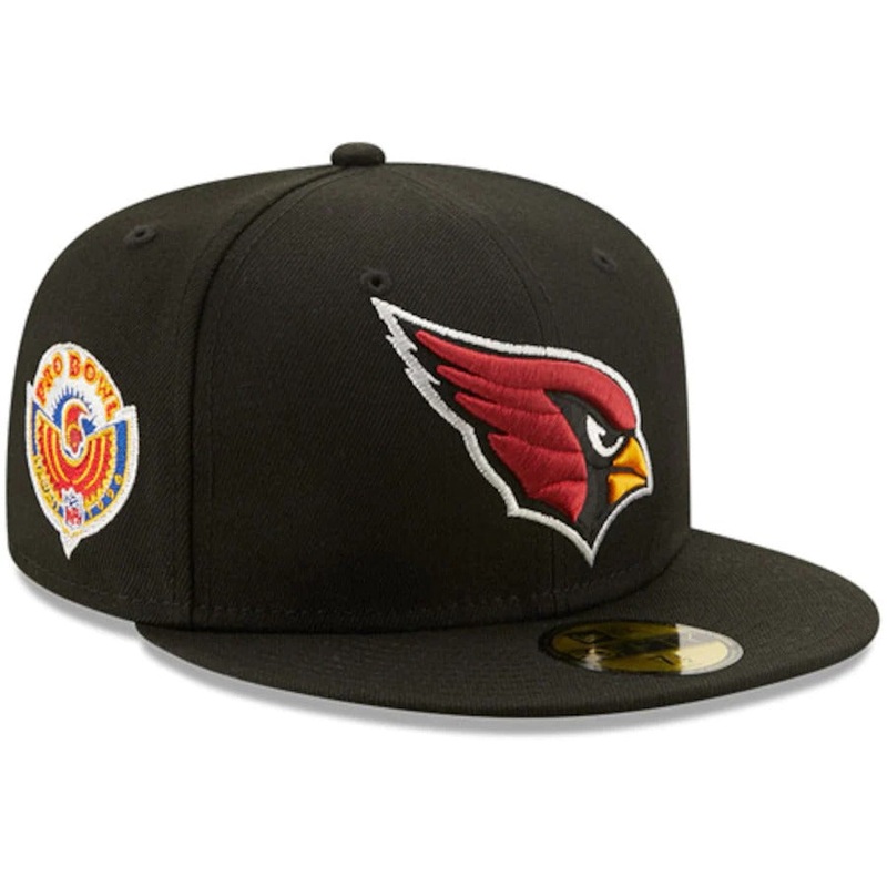 New Era Black Arizona Cardinals 1996 Pro Bowl Patch Red Undervisor 59FIFY Fitted Hat