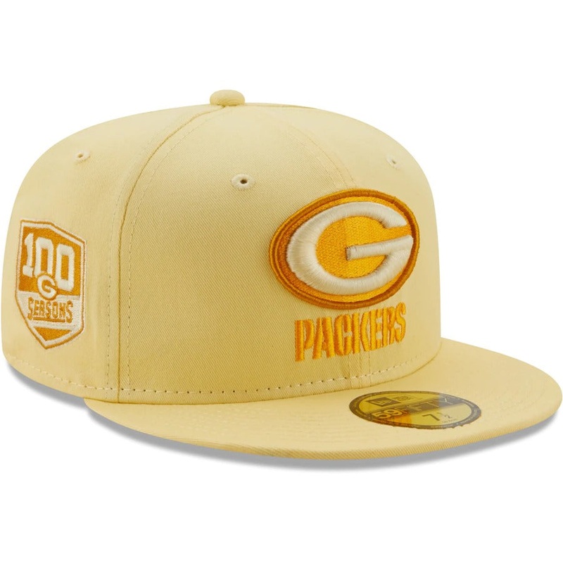 New Era Yellow Green Bay Packers 100 Seasons The Pastels 59FIFTY Fitted Hat