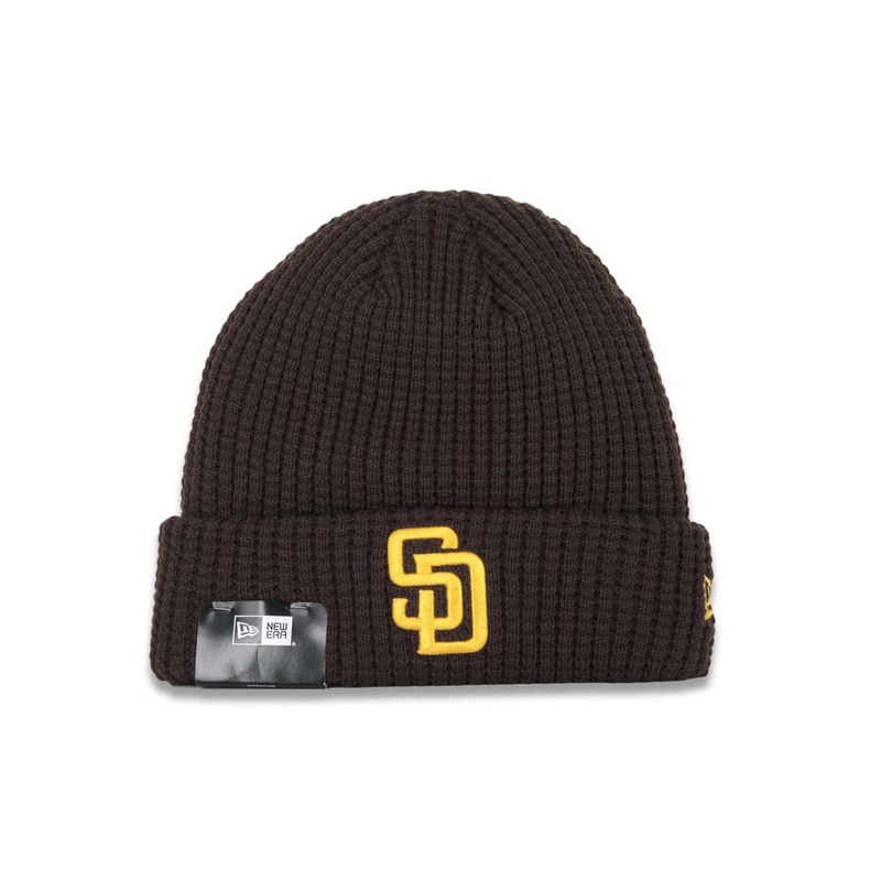 San Diego Padres New Era MLB Cuffed Knit Beanie Hat Brown Crown/Cuff Yellow Logo (Prime)
