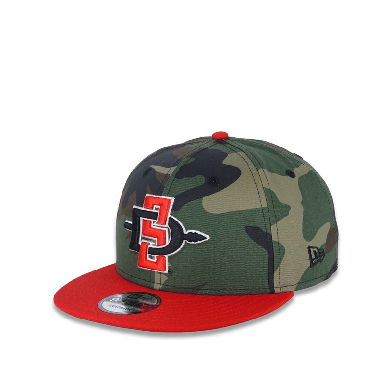 San Diego State Aztecs New Era NCAA 9FIFTY 950 Snapback Cap Hat Camo Crown Red Visor Team Logo