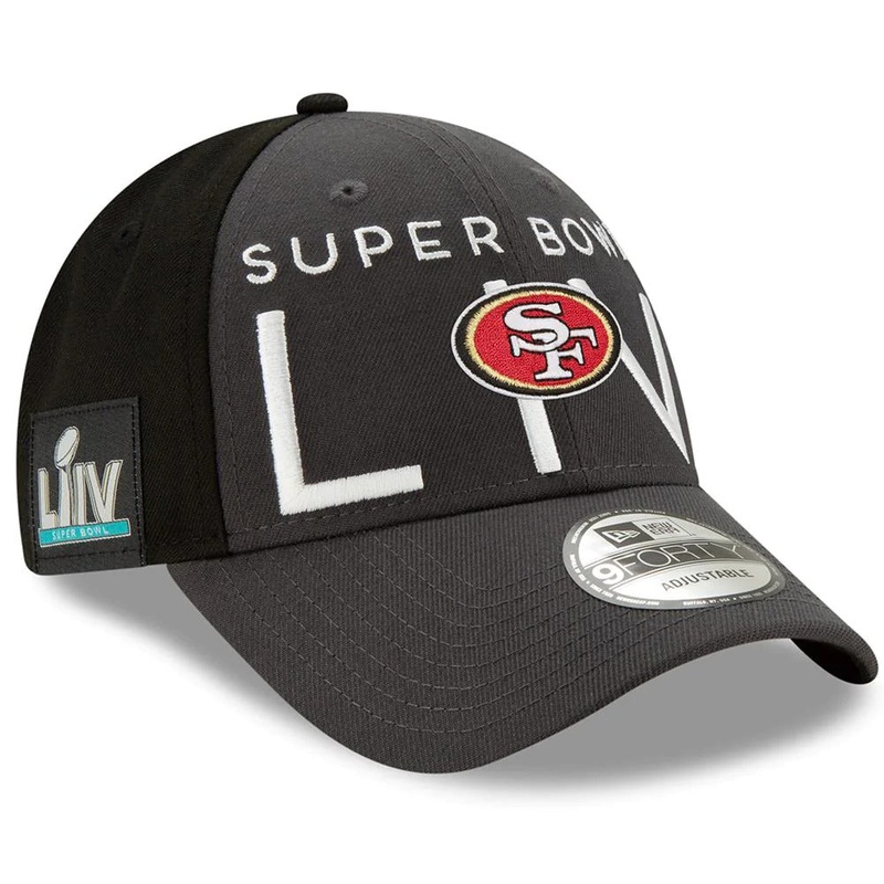 San Francisco 49ers New Era NFL 9FORTY 940 Adjustable Cap Hat Dark Gray/Black Crown Dark Gray Visor Team Color Logo (SUPER BOWL LIV/19)