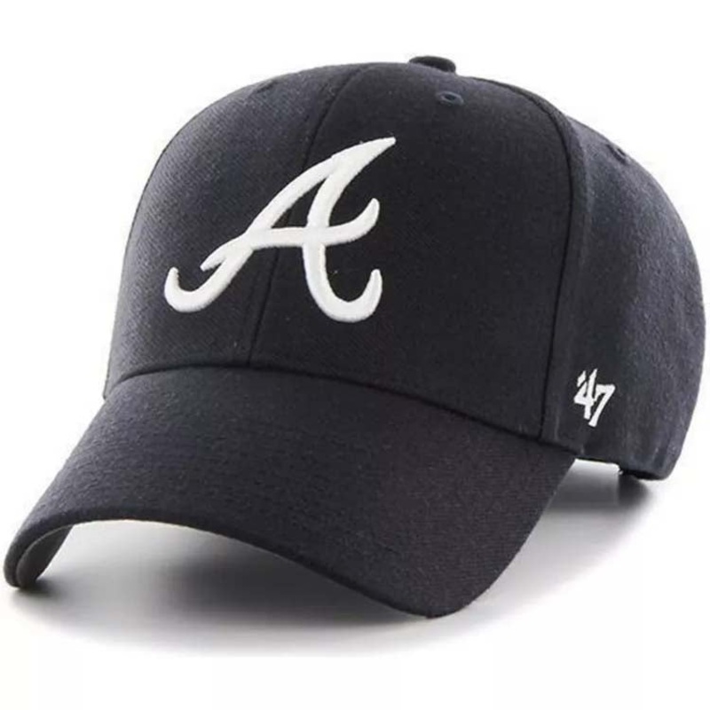 Atlanta Braves ’47 Brand MLB MVP Adjustable Cap Hat Dark Navy Crown/Visor White Logo