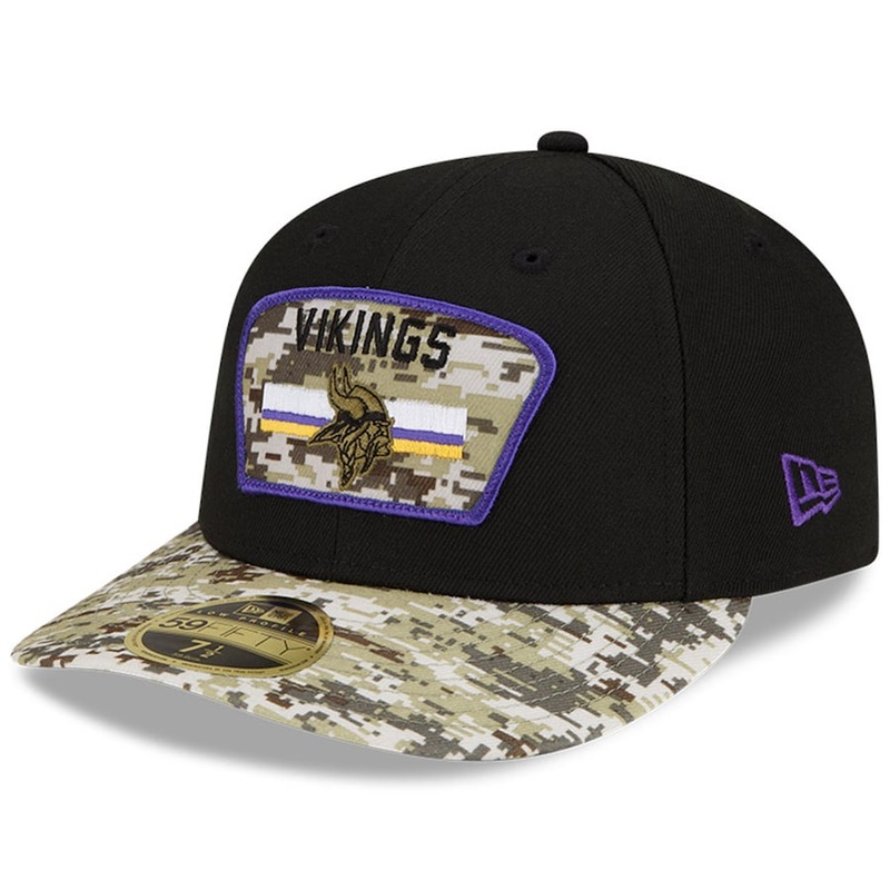 New Era Black/Camo Minnesota Vikings 2021 Salute To Service Low Profile 59FIFTY Fitted Hat