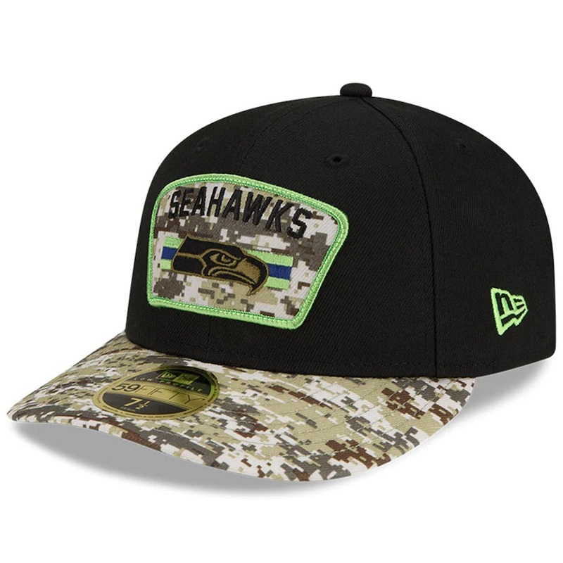 New Era Black/Camo Seattle Seahawks 2021 Salute To Service Low Profile 59FIFTY Fitted Hat