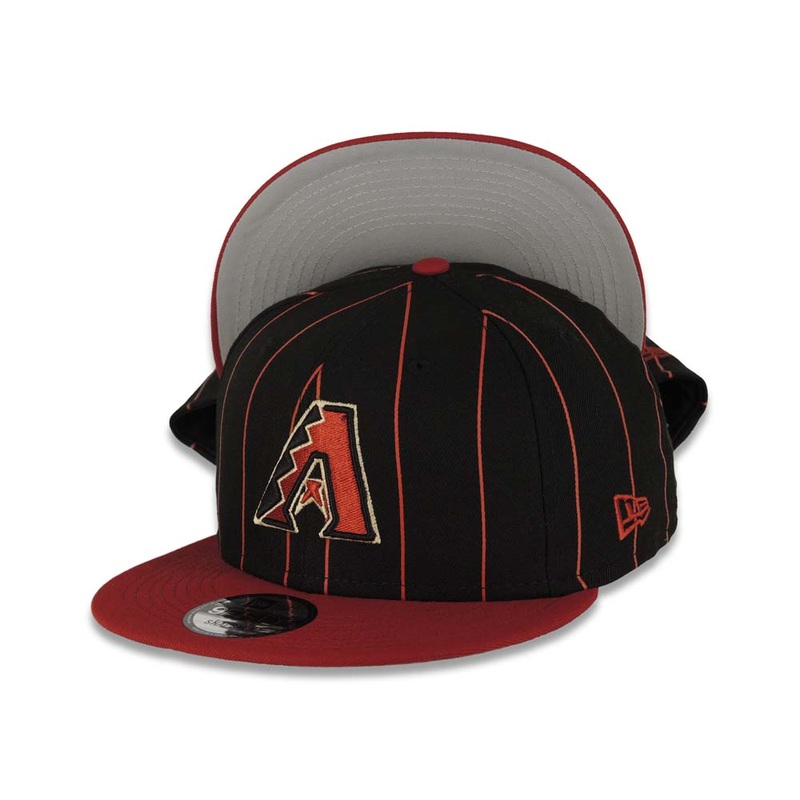 Arizona Diamondbacks New Era MLB 9FIFTY 950 Snapback Cap Hat Black/Cardinal Pinstripe Crown Cardinal Visor Team Color Logo
