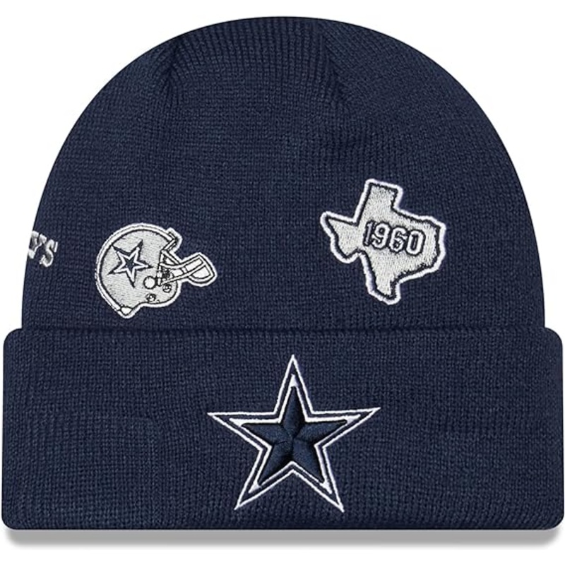 Dallas Cowboys New Era NFL Cuffed Knit Beanie Hat Navy Blue Crown/Visor Team Color Logo (Identity)