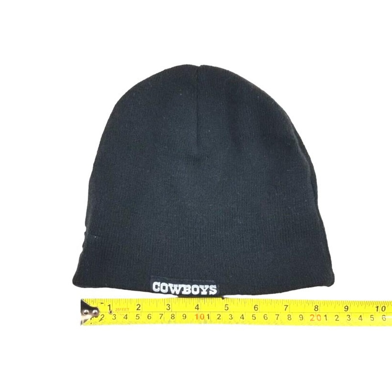 Dallas Cowboys New Era NFL No Cuff Skully Knit Beanie Black Crown/Visor White Logo