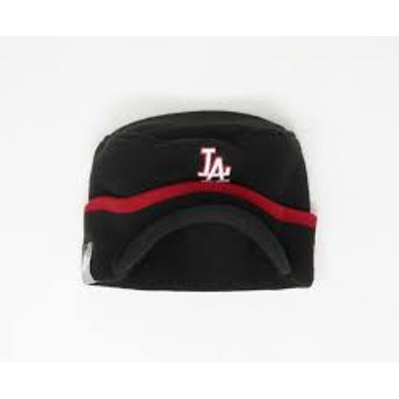 Los Angeles Dodgers New Era MLB Knit Beanie With Visor Black/Red Crown/Visor White/Red Logo (Riley Round)