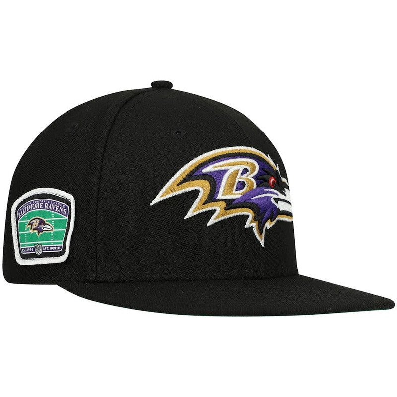 New Era Black Baltimore Ravens Field Patch 59FIFTY Fitted Hat