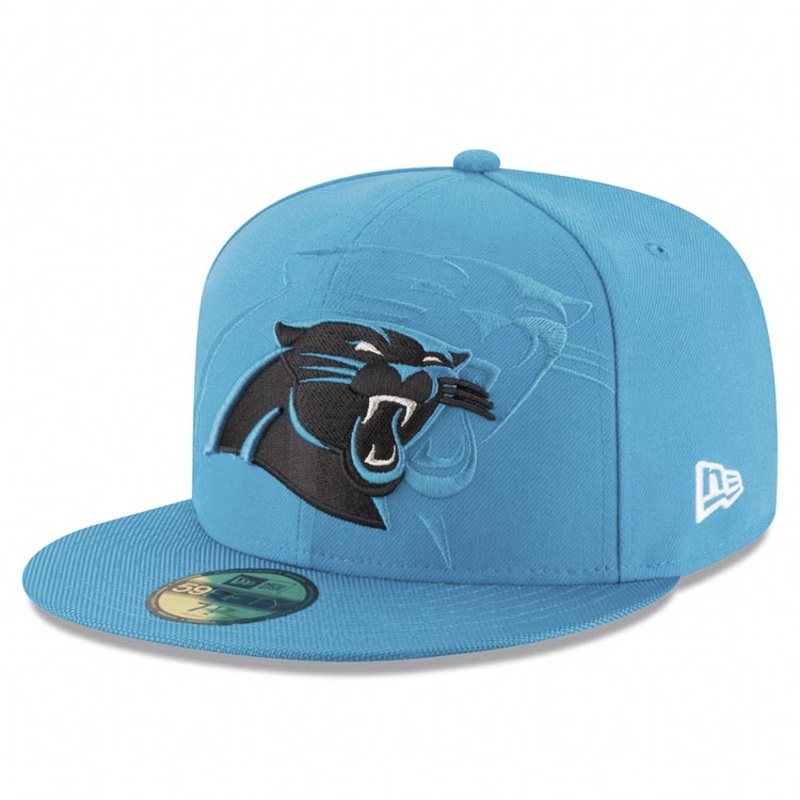 Carolina Panthers New Era NFL 59FIFTY 5950 Fitted Cap Hat Light Blue Crown/Visor Team Color Logo (2016 Sideline)