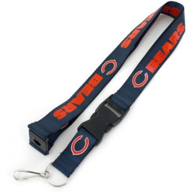 Chicago Bears NFL Navy Blue/Orange Lanyard with Detachable Buckle
