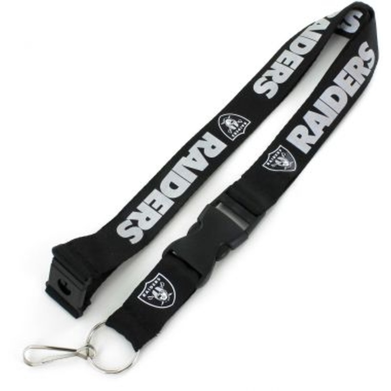 Las Vegas Raiders NFL Black Logo Lanyard with Detachable Buckle