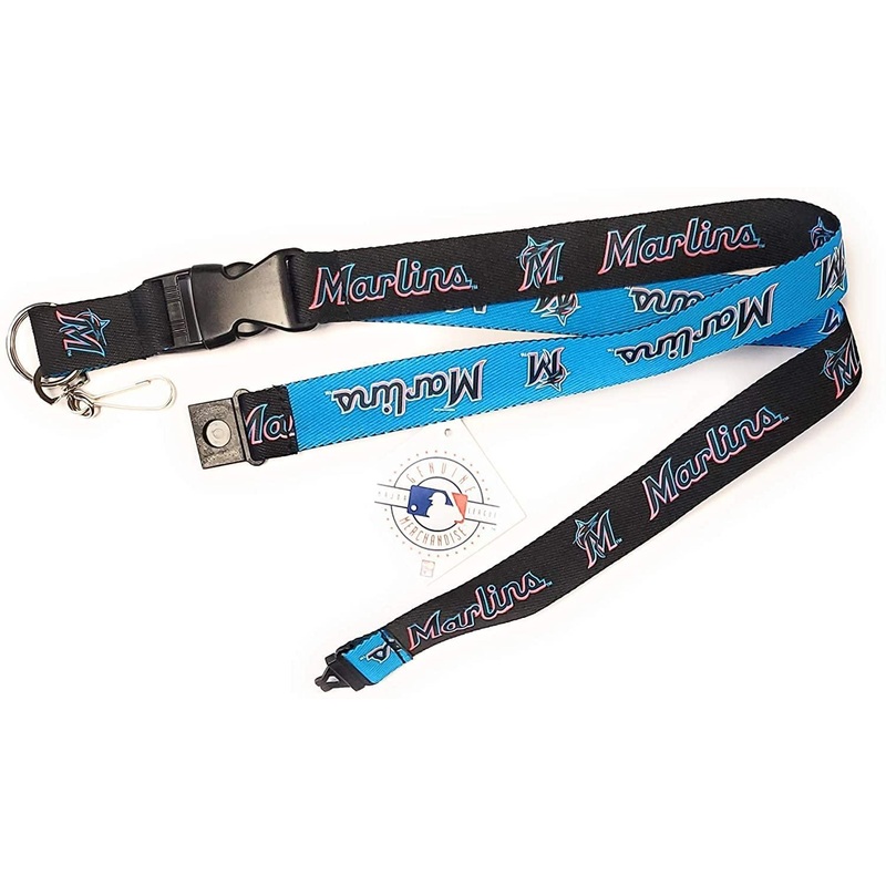Miami Marlins MLB 2-Tone Black/Light Blue Lanyard with Detachable Buckle