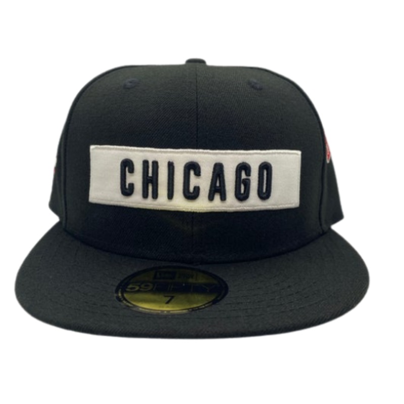 New Era Chicago Bulls Wordmark Black/White 59FIFTY Fitted Hat