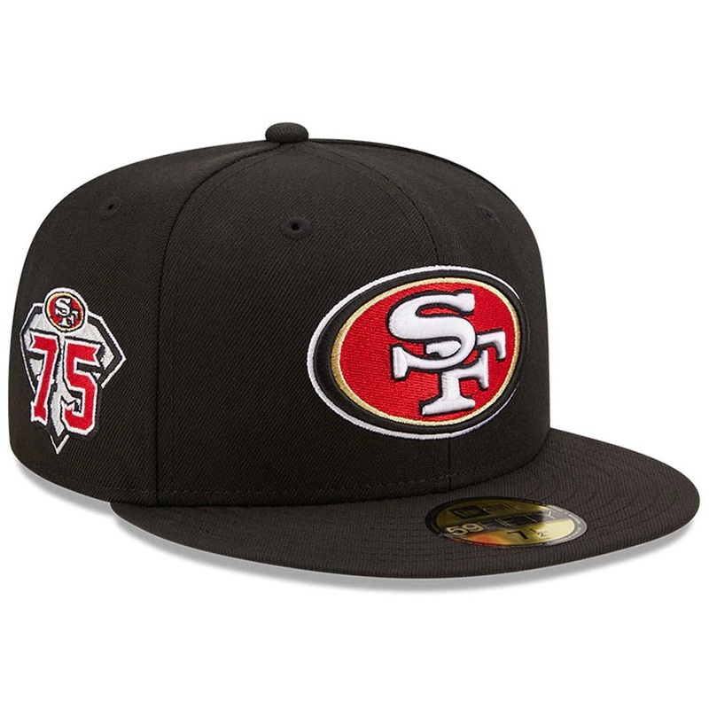 New Era San Francisco 49ers Black 75th Anniversary Side Patch 59FIFTY Fitted Hat