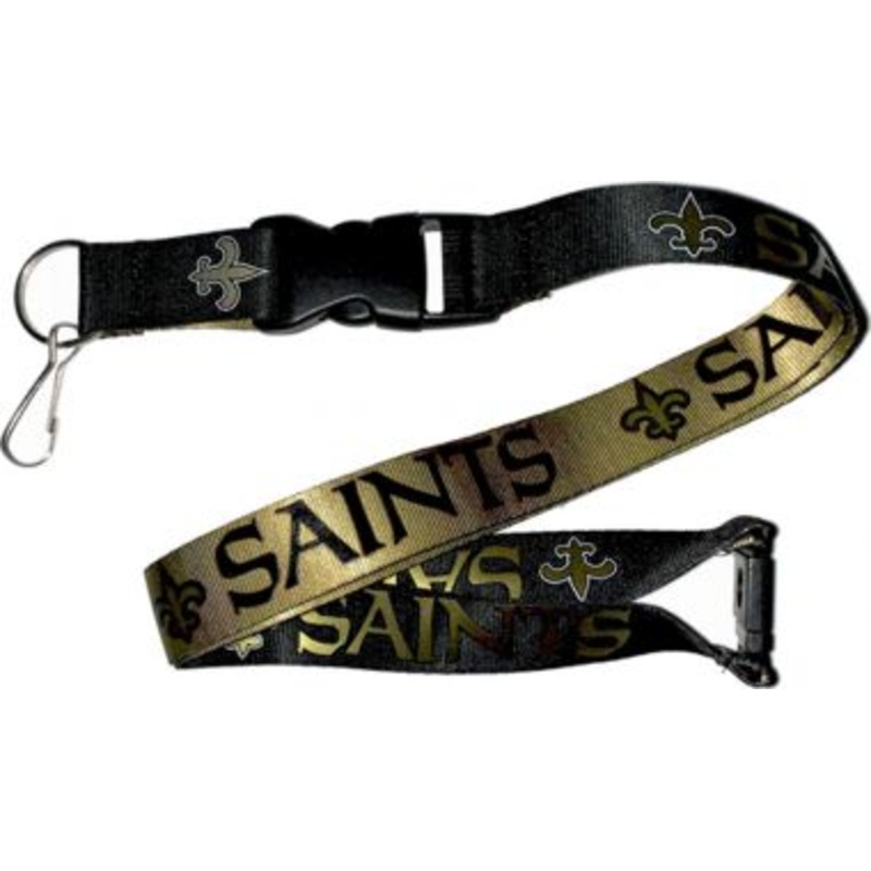 New Orleans Saints NFL 2-Tone Black/Wheat Lanyard with Detachable Buckle