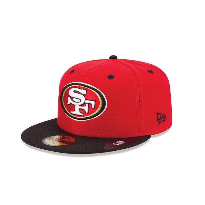 (Youth) San Francisco 49ers New Era NFL 59FIFTY 5950 Kid Fitted Cap Hat Red Crown Black Visor Team Color Logo
