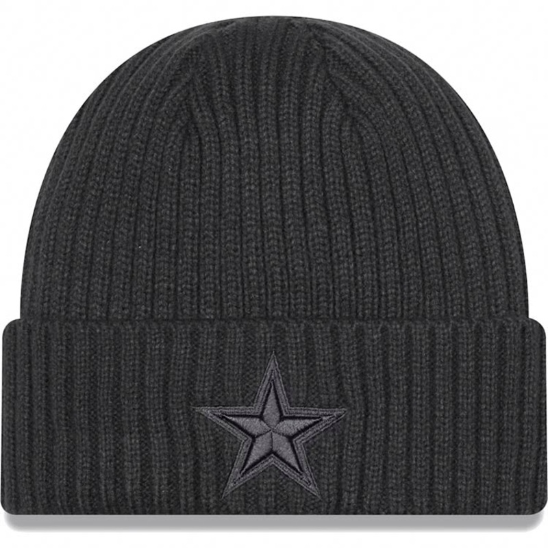 Dallas Cowboys New Era NFL Cuffed Knit Beanie Hat Dark Gray Crown/Visor Dark Gray Logo