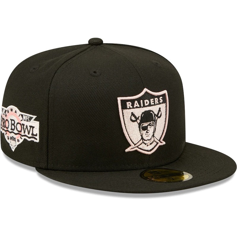 New Era Las Vegas Raiders Black 1991 Pro Bowl Pink Undervisor 59FIFTY Fitted Hat