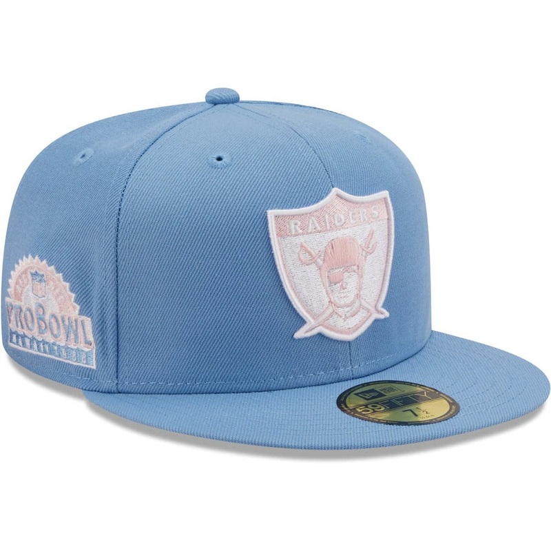 New Era Las Vegas Raiders Light Blue 1988 Pro Bowl Pink Undervisor 59FIFTY Fitted Hat