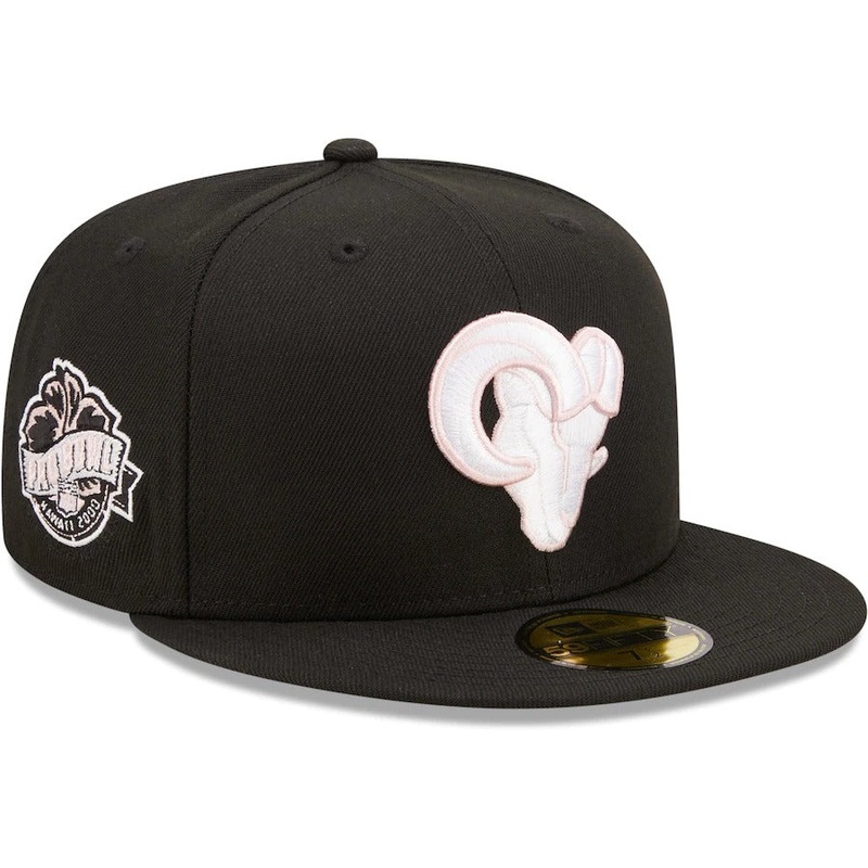 New Era Los Angeles Rams Black 2000 Pro Bowl Pink Undervisor 59FIFTY Fitted Hat